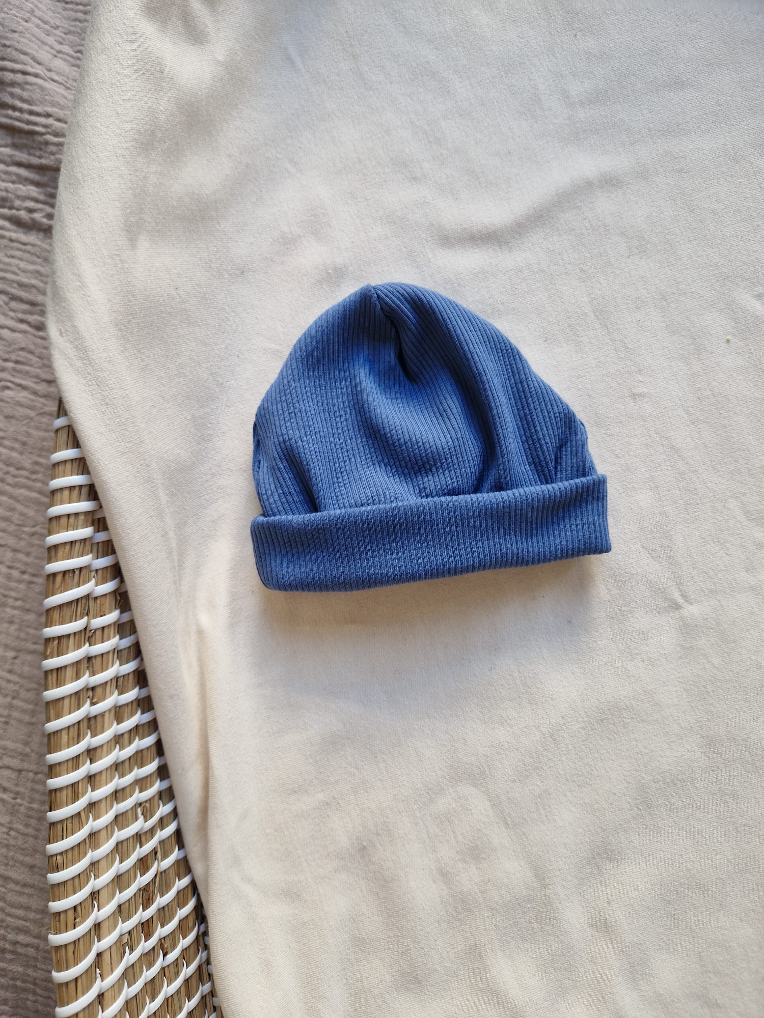 Babymutsje rib | donker blauw