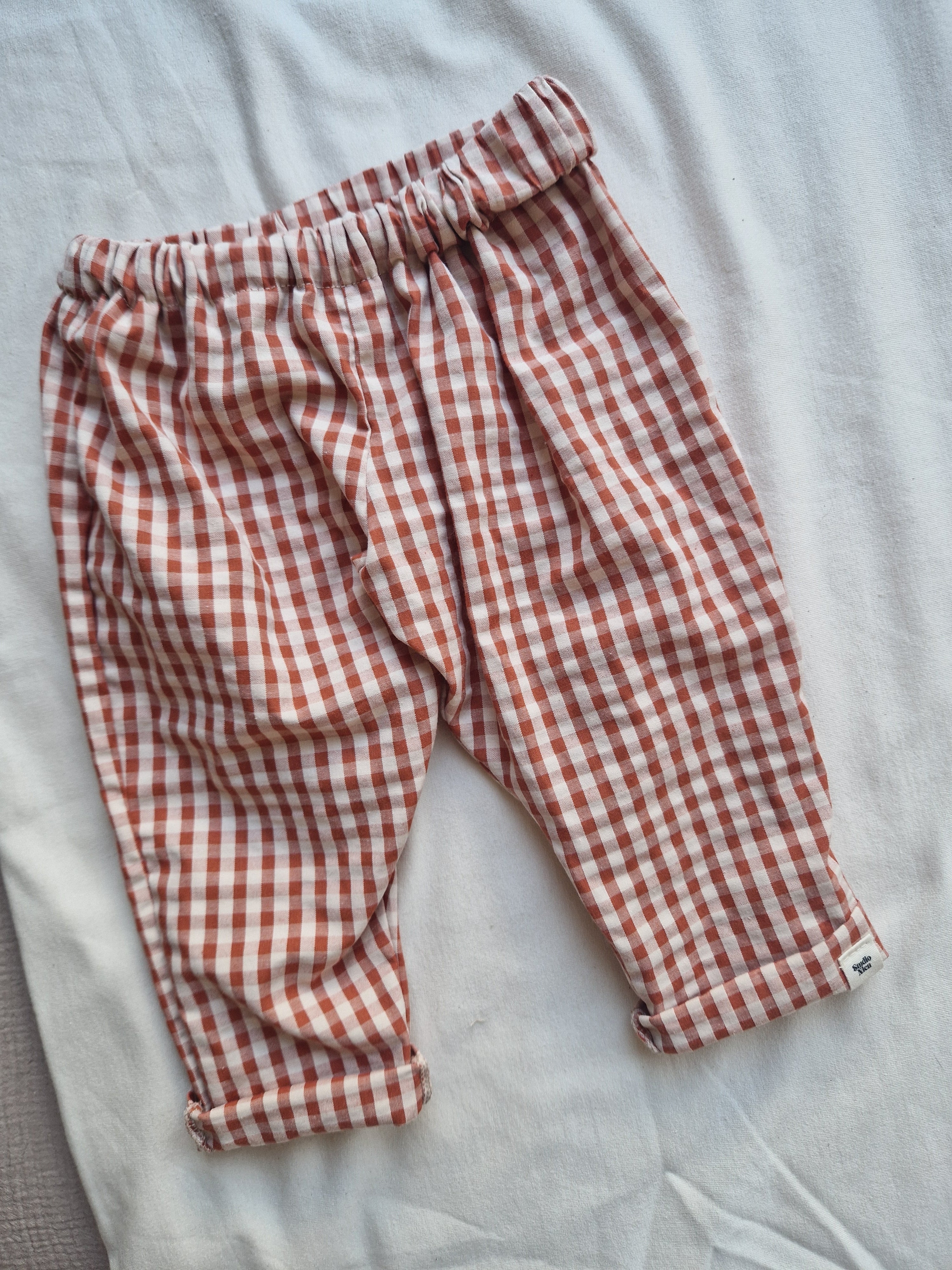 Broek | ruitjes rood roze